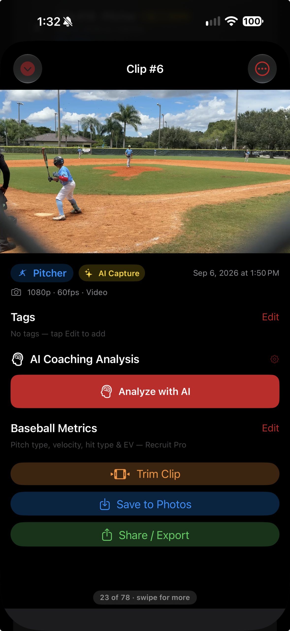 Saved AI coaching feedback