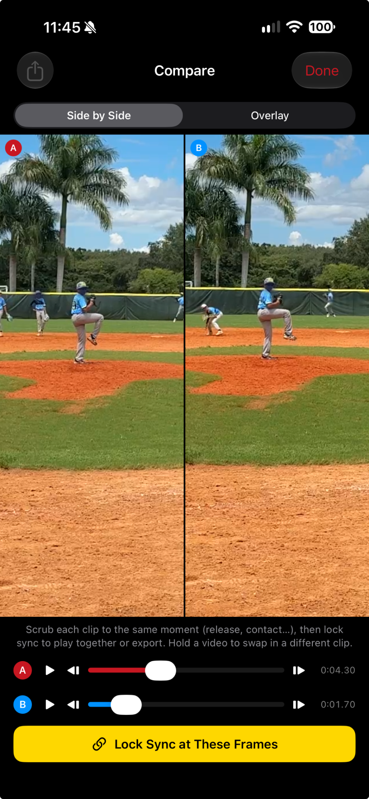 Synchronized clip comparison